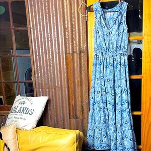 MAX STUDIO Blue Paisley Maxi Dress, Size M